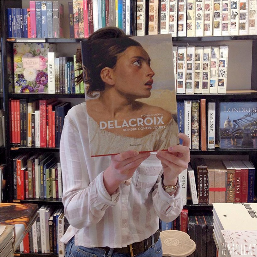 french bookstore takes on instagram by blending people’s faces with book covers