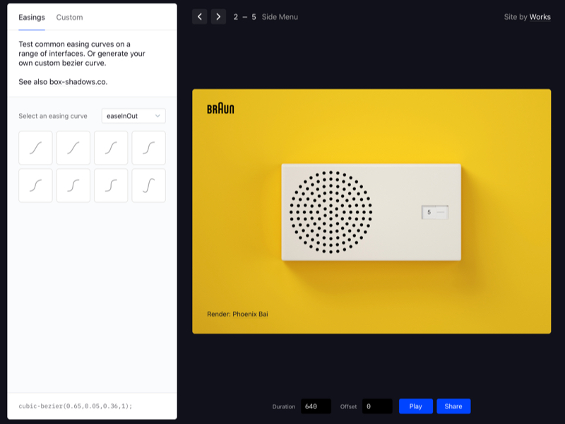Easings - Generate Cubic Bezier Easing Curves