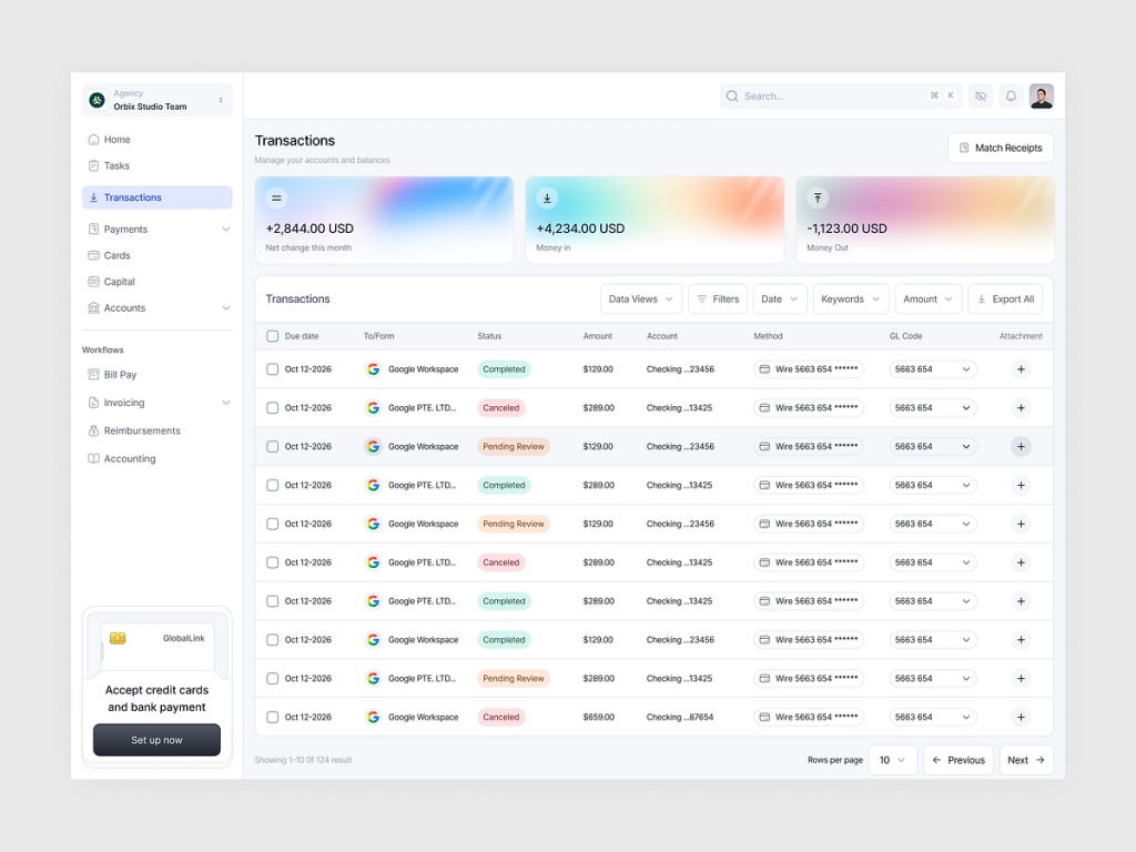 GlobalLink - Financial Transaction & Ledger Management