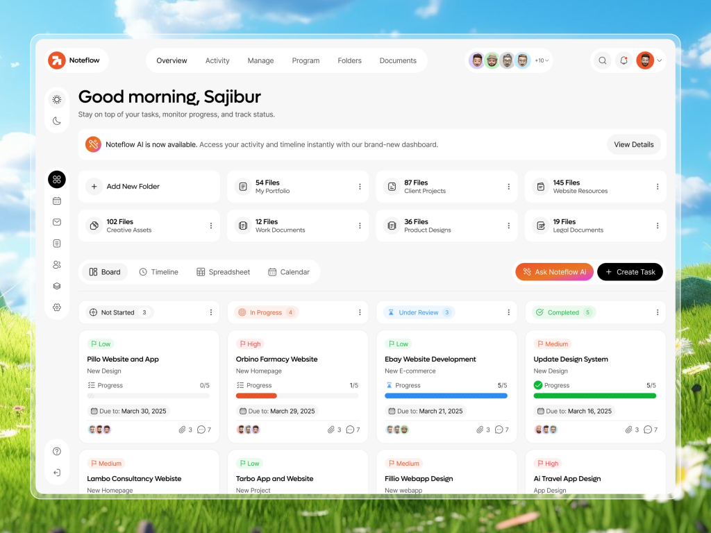 Noteflow - AI-Enhanced Project & Task Management Dashboard